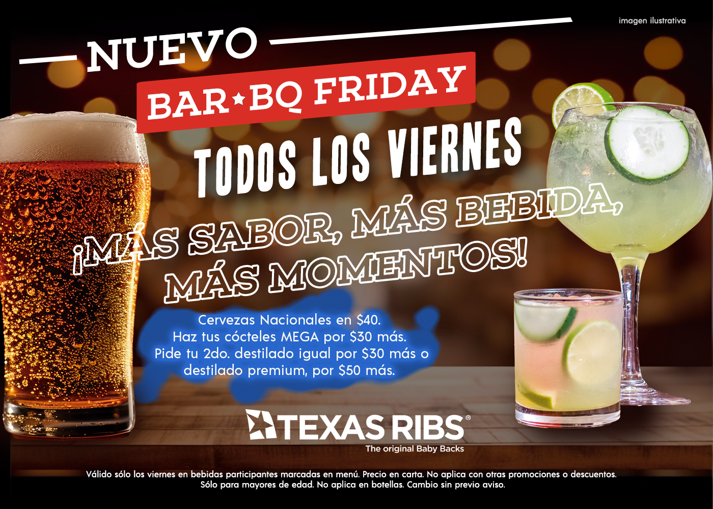 ¡Bebidas a precio especial en Barbq FRIDAY!